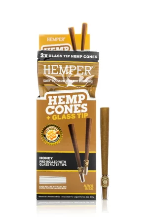 Pre-Rolled King Size Glass Tipped Hemp Cones