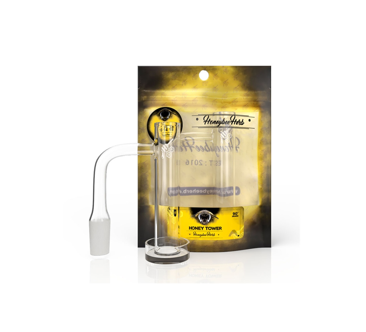Banger HoneyBeeHerb Honey Tower Yellow Edition 14 mm 90 grados con pill giratorio